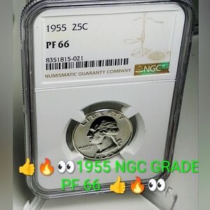 NGC 1955 Washington Quarter PF66 Proof - Certified Silver Coin